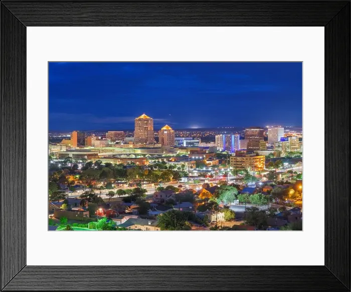 Framed Print : Albuquerque, New Mexico, USA downtown cityscape at night