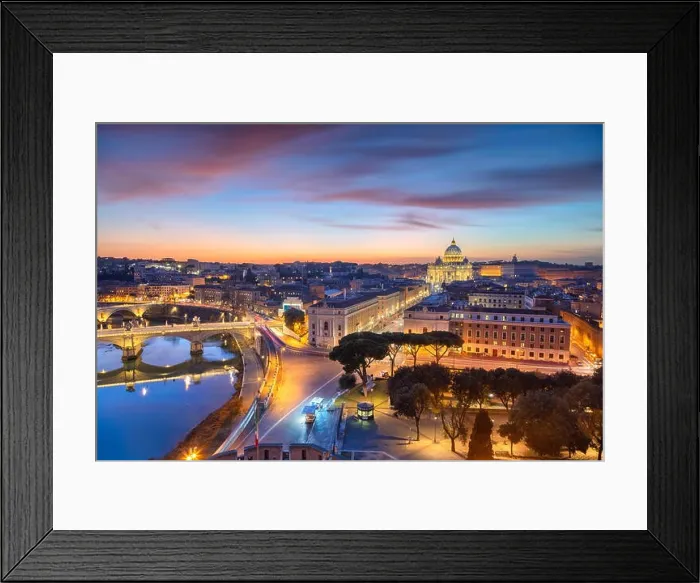 Framed Print : Rome, Vatican City. Aerial cityscape image of Vatican City with the Saint Peter Basilica, Rome, Italy during beautiful sunset Framed Print : Rome, Vatican City. Aerial cityscape image of Vatican City with the Saint Peter Basilica, Rome, Italy during beautiful sunset