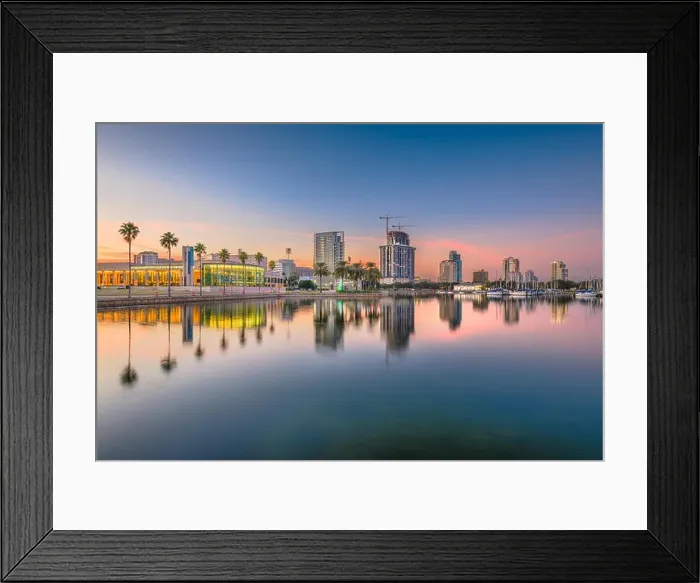 Framed Print : St. Petersburg, Florida, USA downtown city skyline at twilight on the bay Framed Print : St. Petersburg, Florida, USA downtown city skyline at twilight on the bay