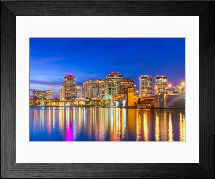 Framed Print : West Palm Beach, Florida, USA skyline on the Intracoastal Waterway at twilight Framed Print : West Palm Beach, Florida, USA skyline on the Intracoastal Waterway at twilight