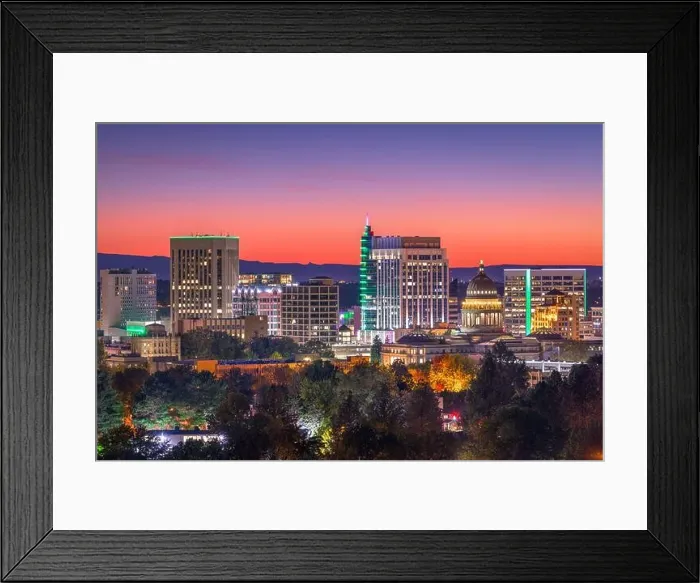 Framed Print : Boise, Idaho, USA downtown cityscape at twilight Framed Print : Boise, Idaho, USA downtown cityscape at twilight