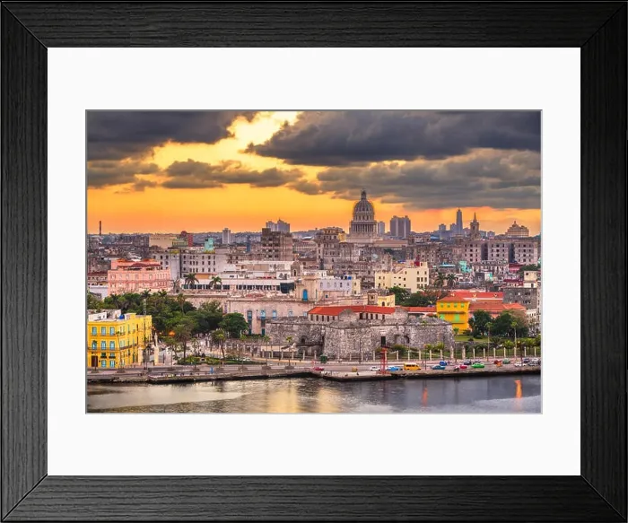 Framed Print : Havana, Cuba downtown skyline on the water just after sunset Framed Print : Havana, Cuba downtown skyline on the water just after sunset