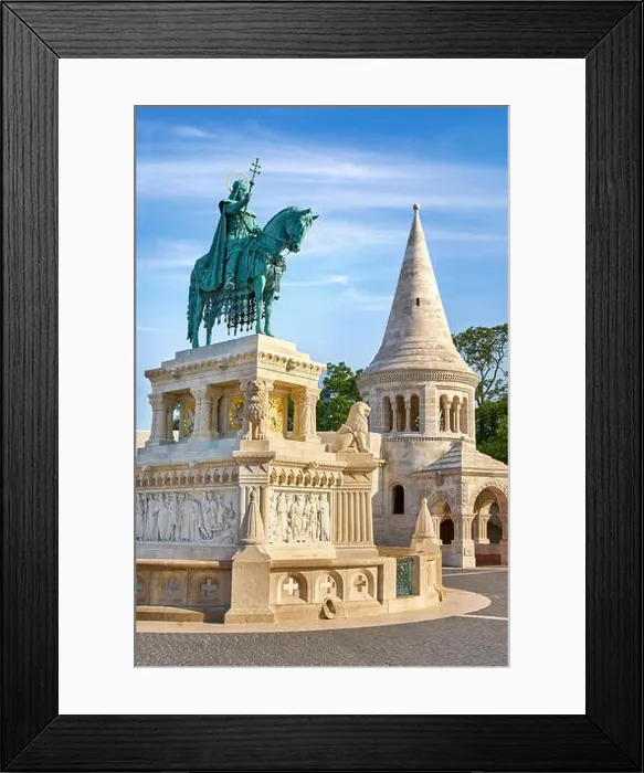 Framed Print : Fishermen Bastion and Stephen King Statue, Budapest, Hungary Framed Print : Fishermen Bastion and Stephen King Statue, Budapest, Hungary