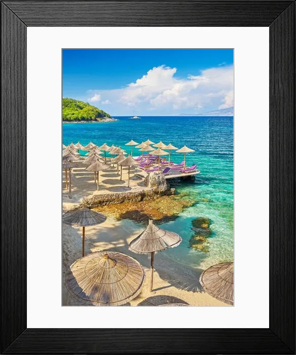 Framed Print : Albanian Riviera, Ksamil Beach, Albania Framed Print : Albanian Riviera, Ksamil Beach, Albania