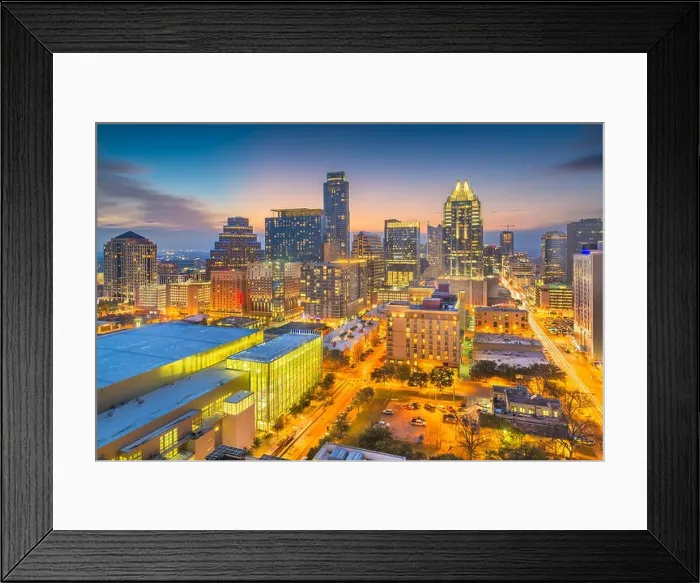 Framed Print : Austin, Texas, USA downtown cityscape at dusk Framed Print : Austin, Texas, USA downtown cityscape at dusk