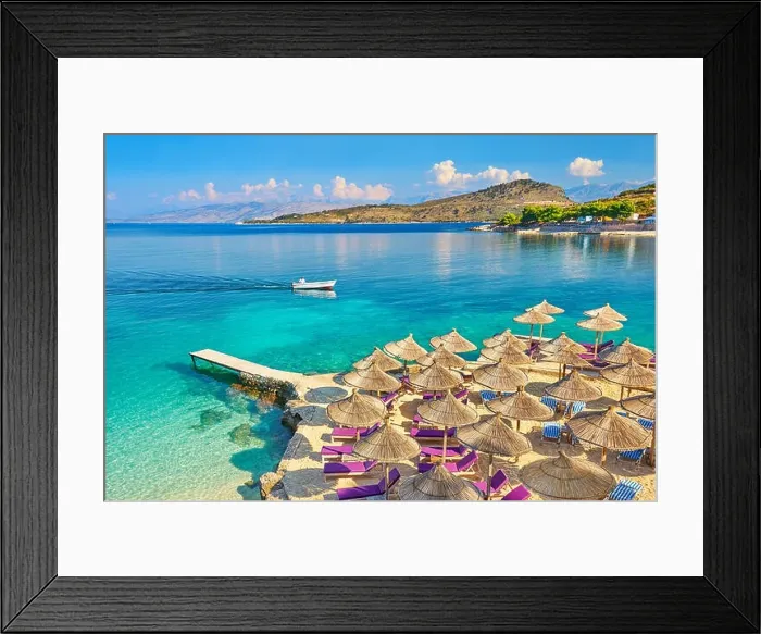 Framed Print : Albania, Ksamil Beach, Albanian Riviera Framed Print : Albania, Ksamil Beach, Albanian Riviera