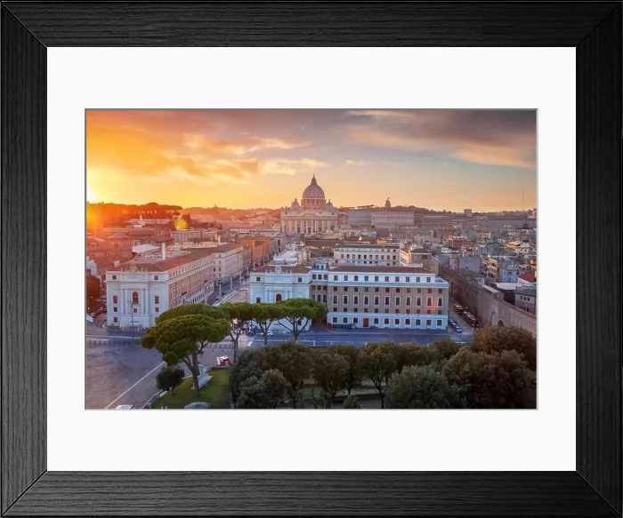 Framed Print : Rome, Vatican City. Aerial cityscape image of Vatican City with the Saint Peter Basilica, Rome, Italy during beautiful sunset Framed Print : Rome, Vatican City. Aerial cityscape image of Vatican City with the Saint Peter Basilica, Rome, Italy during beautiful sunset