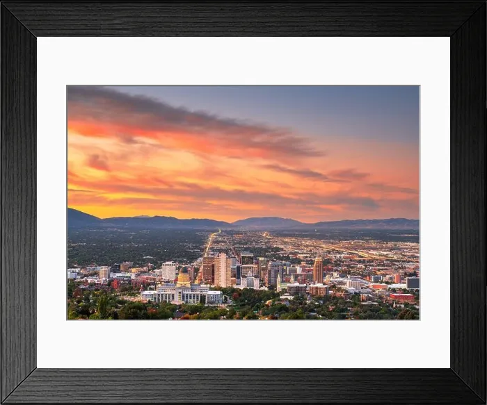 Framed Print : Salt Lake City, Utah, USA downtown city skyline at dusk Framed Print : Salt Lake City, Utah, USA downtown city skyline at dusk