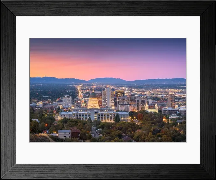 Framed Print : Salt Lake City, Utah, USA downtown city skyline at dusk Framed Print : Salt Lake City, Utah, USA downtown city skyline at dusk