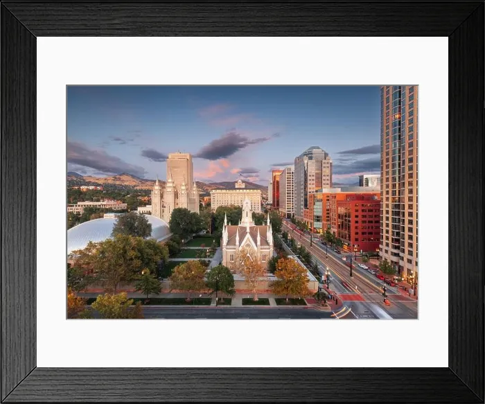 Framed Print : Salt Lake City, Utah, USA downtown cityscape over Temple Square at dusk Framed Print : Salt Lake City, Utah, USA downtown cityscape over Temple Square at dusk