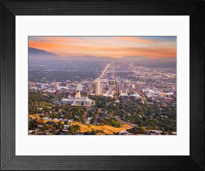 Framed Print : Salt Lake City, Utah, USA downtown city skyline at dusk Framed Print : Salt Lake City, Utah, USA downtown city skyline at dusk