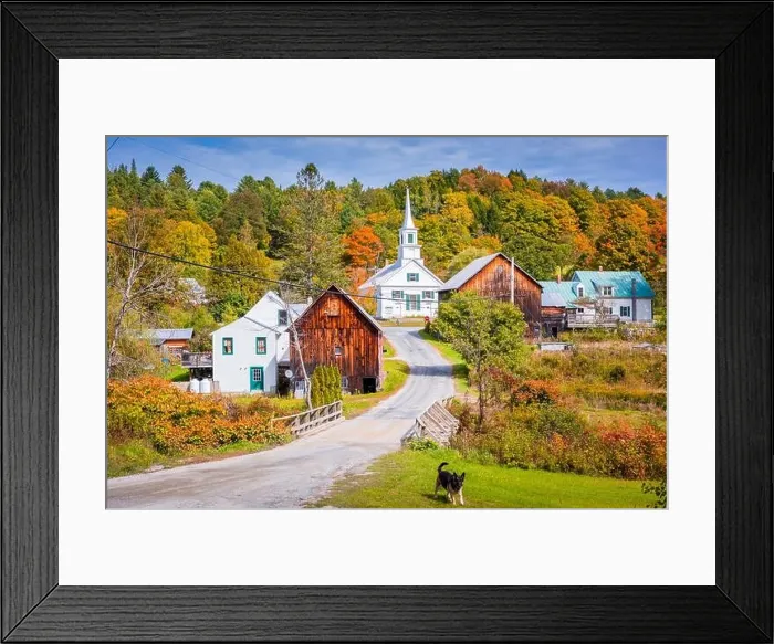 Framed Print : Waits River Village, Vermont, USA with autumn foliage Framed Print : Waits River Village, Vermont, USA with autumn foliage