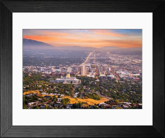 Framed Print : Salt Lake City, Utah, USA downtown city skyline at dusk Framed Print : Salt Lake City, Utah, USA downtown city skyline at dusk