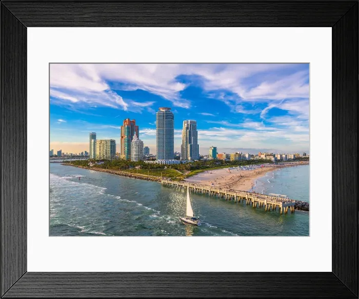 Framed Print : South Beach, Miami, Florida, USA over South Pointe Park Framed Print : South Beach, Miami, Florida, USA over South Pointe Park