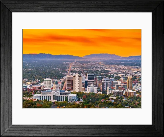 Framed Print : Salt Lake City, Utah, USA downtown city skyline at dusk Framed Print : Salt Lake City, Utah, USA downtown city skyline at dusk