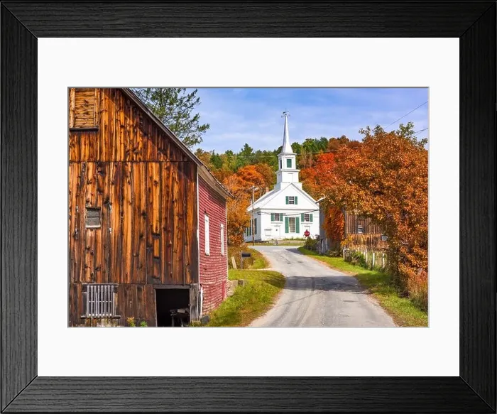 Framed Print : Waits River Village, Vermont, USA with autumn foliage Framed Print : Waits River Village, Vermont, USA with autumn foliage