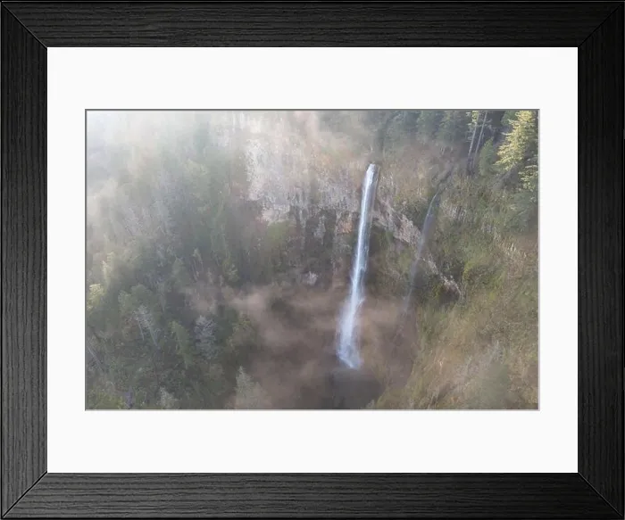 Framed Print : A scenic waterfall plunges over 500 feet from a cliff into the Columbia River Gorge, Oregon. Forests and rivers predominate in this PNW region Framed Print : A scenic waterfall plunges over 500 feet from a cliff into the Columbia River Gorge, Oregon. Forests and rivers predominate in this PNW region