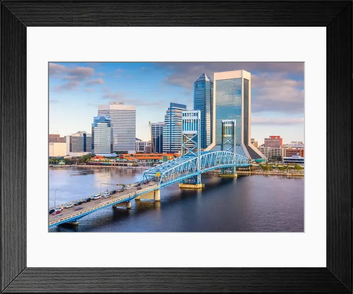 Framed Print : Jacksonville, Florida, USA downtown skyline at dusk over St. Johns River Framed Print : Jacksonville, Florida, USA downtown skyline at dusk over St. Johns River