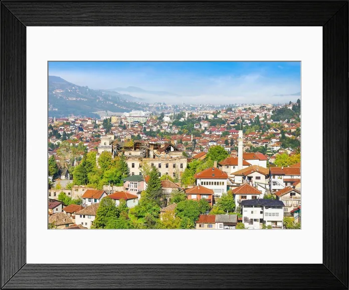 Framed Print : Aerial view of Sarajevo, capital city of Bosnia Herzegovina Framed Print : Aerial view of Sarajevo, capital city of Bosnia Herzegovina