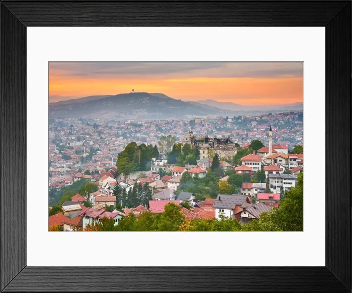 Framed Print : Sunset over Sarajevo, the capital city of Bosnia and Herzegovina Framed Print : Sunset over Sarajevo, the capital city of Bosnia and Herzegovina