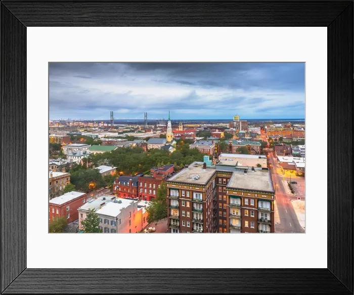 Framed Print : Savannah, Georgia, USA downtown skyline at dusk Framed Print : Savannah, Georgia, USA downtown skyline at dusk