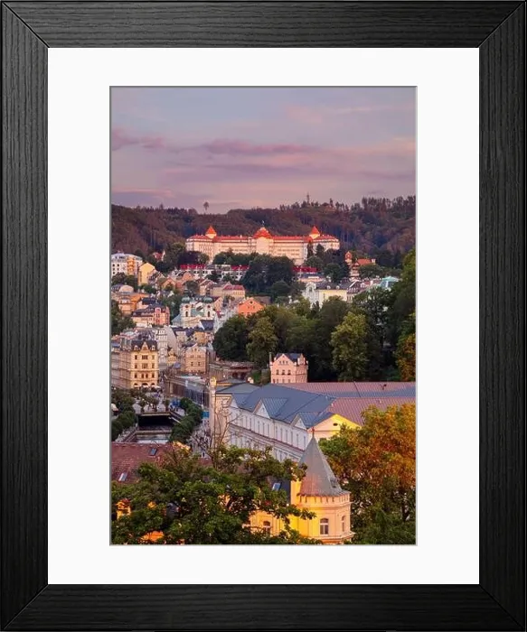 Framed Print : Karlovy Vary, Czech Republic. Aerial image of Karlovy Vary (Carlsbad), located in western Bohemia at beautiful summer sunset Framed Print : Karlovy Vary, Czech Republic. Aerial image of Karlovy Vary (Carlsbad), located in western Bohemia at beautiful summer sunset