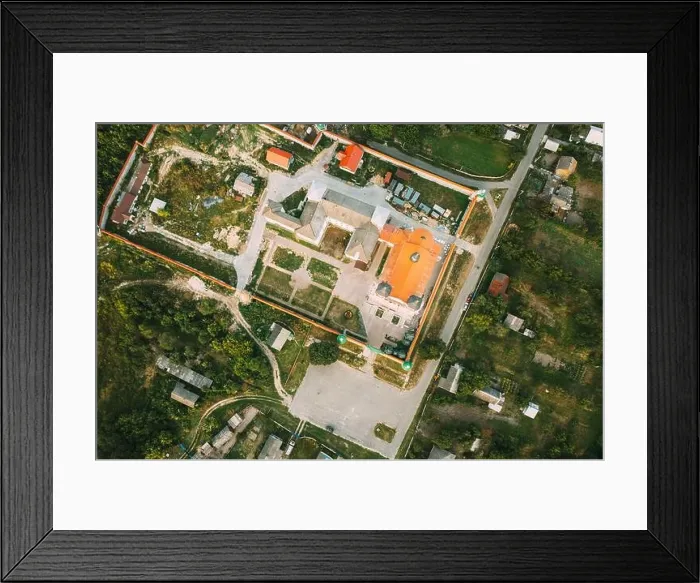 Framed Print : Aerial View Of Jesuit Collegium Complex. Top View Of Holy Nativity-The Theotokos Yurovichi Monastery. Drone View. Bird's Eye View. Flat View Framed Print : Aerial View Of Jesuit Collegium Complex. Top View Of Holy Nativity-The Theotokos Yurovichi Monastery. Drone View. Bird's Eye View. Flat View