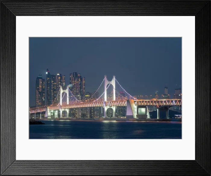 Framed Print : Gwangan Bridge with Busan city in background at Busan, South Korea Framed Print : Gwangan Bridge with Busan city in background at Busan, South Korea