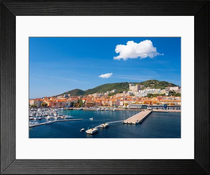 Framed Print : Ajaccio, Corsica, France coastal skyline at the port Framed Print : Ajaccio, Corsica, France coastal skyline at the port