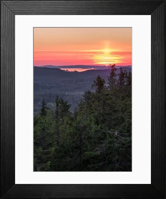 Framed Print : Scenic landscape with lake and sunset at evening in Koli, national park, Finland Framed Print : Scenic landscape with lake and sunset at evening in Koli, national park, Finland
