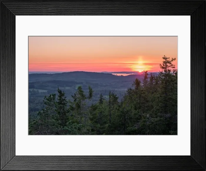 Framed Print : Scenic landscape with lake and sunset at evening in Koli, national park, Finland Framed Print : Scenic landscape with lake and sunset at evening in Koli, national park, Finland