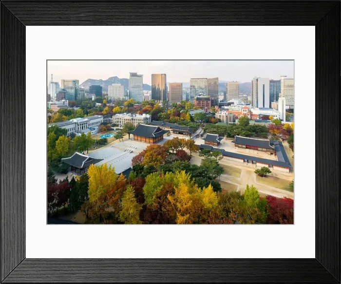 Framed Print : Deoksugung Palace on autumn season in Seoul, South Korea