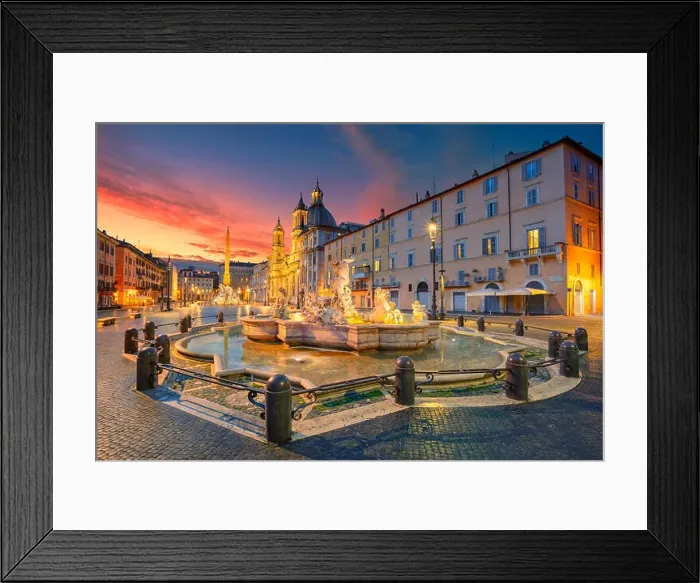 Framed Print : Rome. Cityscape image of Navona Square, Rome with Fountain of Neptune during beautiful sunrise Framed Print : Rome. Cityscape image of Navona Square, Rome with Fountain of Neptune during beautiful sunrise