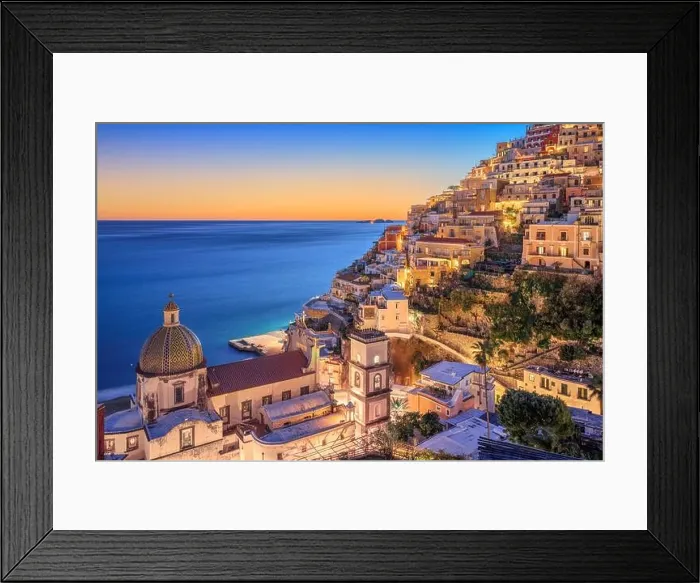 Framed Print : Positano, Italy along the Amalfi Coast at dusk Framed Print : Positano, Italy along the Amalfi Coast at dusk