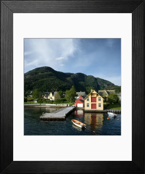 Framed Print : Typical norwegian landscape with red house Framed Print : Typical norwegian landscape with red house