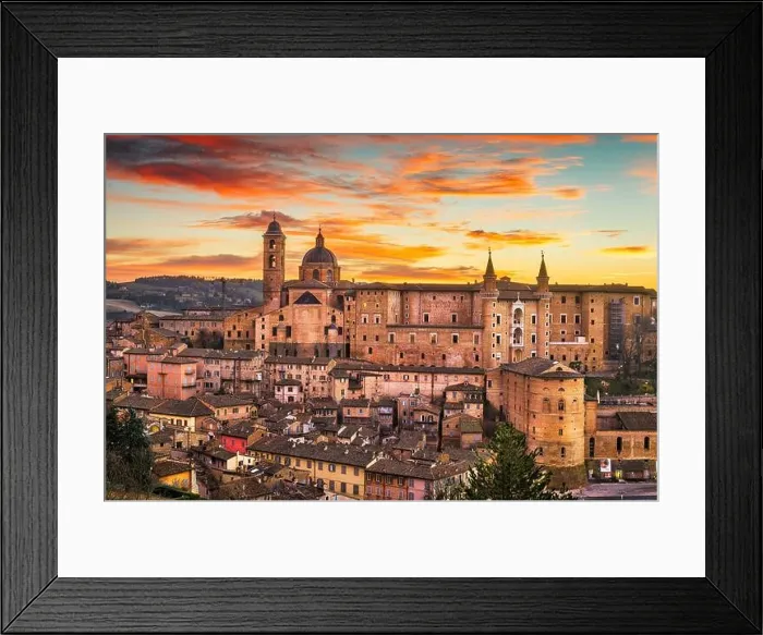Framed Print : Urbino, Italy medieval walled city in the Marche region at twilight Framed Print : Urbino, Italy medieval walled city in the Marche region at twilight