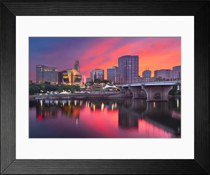 Framed Print : Hartford, Connecticut, USA downtown skyline at sunset Framed Print : Hartford, Connecticut, USA downtown skyline at sunset