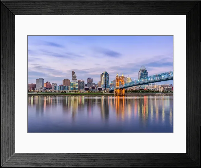 Framed Print : Cincinnati, Ohio, USA downtown skyline on the Ohio River Framed Print : Cincinnati, Ohio, USA downtown skyline on the Ohio River