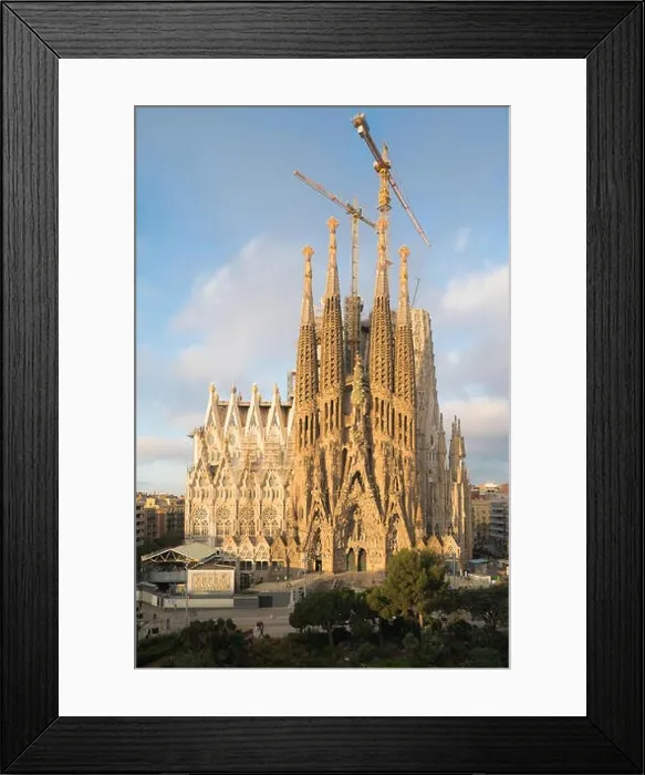 Framed Print : Aerial view of the Sagrada Familia, a large Roman Catholic church in Barcelona, Spain, designed by Catalan architect Antoni Gaudi Framed Print : Aerial view of the Sagrada Familia, a large Roman Catholic church in Barcelona, Spain, designed by Catalan architect Antoni Gaudi