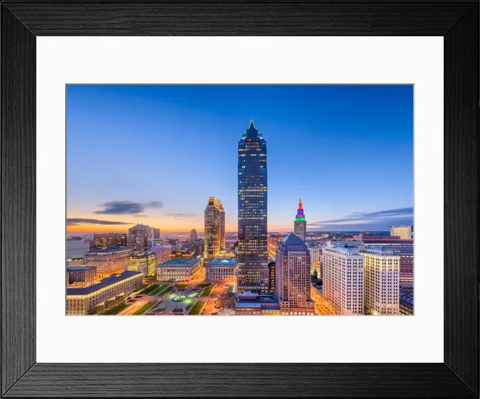 Framed Print : Cleveland, Ohio, USA downtown city skyline Framed Print : Cleveland, Ohio, USA downtown city skyline