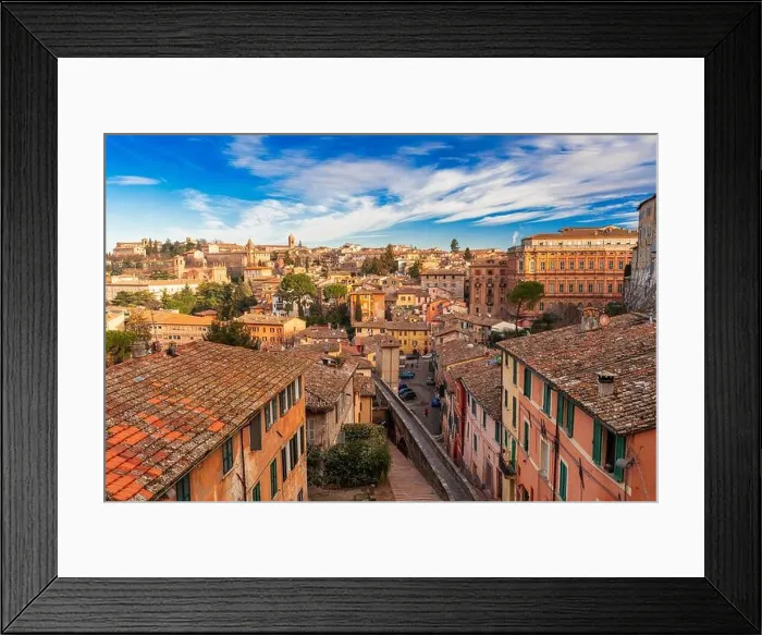 Framed Print : Perugia, Italy on the medieval Aqueduct Street in the morning Framed Print : Perugia, Italy on the medieval Aqueduct Street in the morning