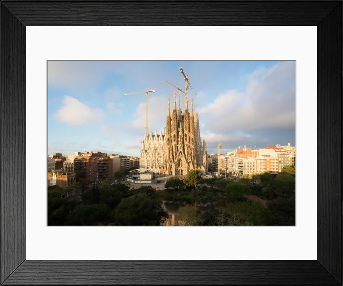 Framed Print : Aerial view of the Sagrada Familia, a large Roman Catholic church in Barcelona, Spain, designed by Catalan architect Antoni Gaudi Framed Print : Aerial view of the Sagrada Familia, a large Roman Catholic church in Barcelona, Spain, designed by Catalan architect Antoni Gaudi