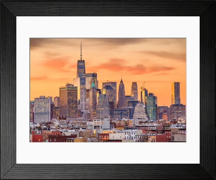 Framed Print : New York City, USA downtown Manhattan skyline Framed Print : New York City, USA downtown Manhattan skyline