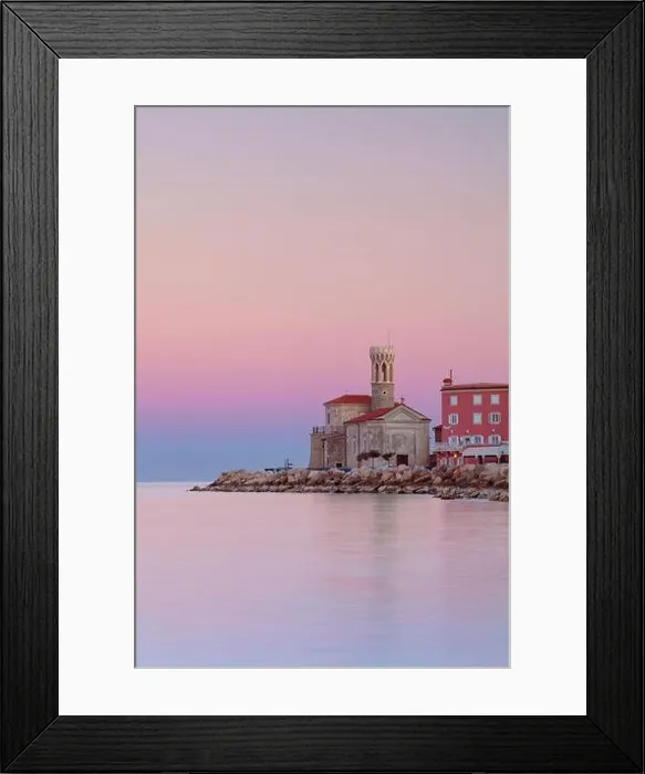 Framed Print : Piran, Slovenia. Cityscape image of Piran, Slovenia with historical church and lighthouse at sunrise Framed Print : Piran, Slovenia. Cityscape image of Piran, Slovenia with historical church and lighthouse at sunrise