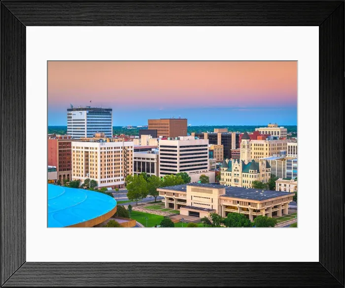 Framed Print : Wichita, Kansas, USA downtown skyline at dusk Framed Print : Wichita, Kansas, USA downtown skyline at dusk