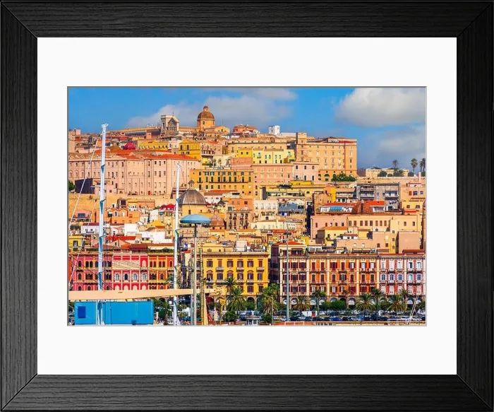 Framed Print : Cagliari, Sardinia, Italy coastal skyline on the Mediterranean Sea Framed Print : Cagliari, Sardinia, Italy coastal skyline on the Mediterranean Sea