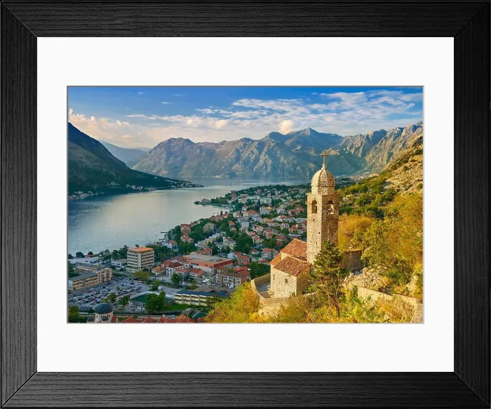 Framed Print : Kotor Bay with mountains landscape, Montenegro Framed Print : Kotor Bay with mountains landscape, Montenegro