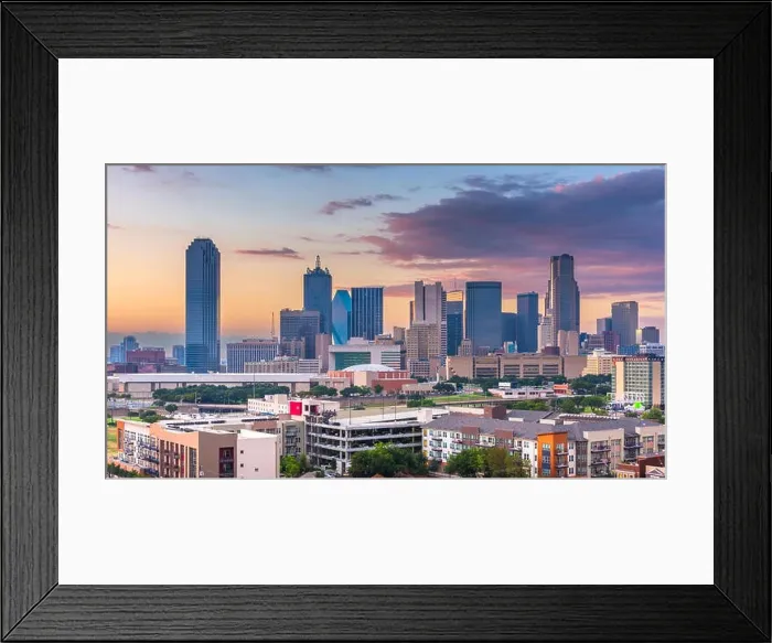 Framed Print : Dallas, Texas, USA skyline over downtown at dusk Framed Print : Dallas, Texas, USA skyline over downtown at dusk