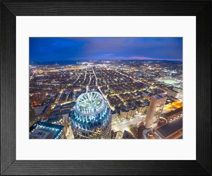 Framed Print : Aerial view of South End in Boston, Massachusetts, USA at night Framed Print : Aerial view of South End in Boston, Massachusetts, USA at night