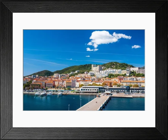 Framed Print : Ajaccio, Corsica, France coastal skyline at the port Framed Print : Ajaccio, Corsica, France coastal skyline at the port